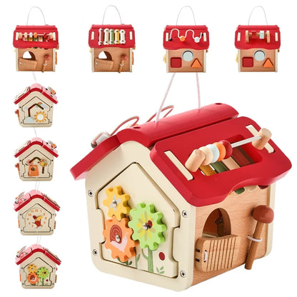Wooden Montessori Toys Baby Multi Functional Music House Instrument Toys Kids Houses Blocks Early Childhood Education Game Gifts