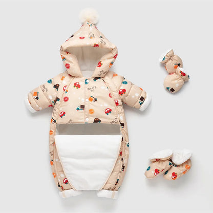 IYEAL Baby Clothes Winter Snowsuit Plus Velvet Duck Down Boys Jumpsuit 0-3 Yrs Newborn Romper Baby Girls Overalls Toddler Coats