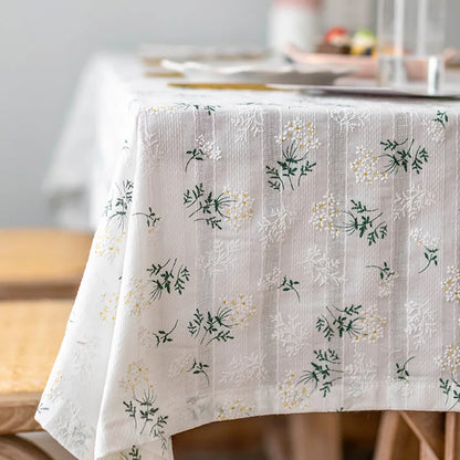 Korean Style Daisy Tassels Cotton Floral Tablecloth,Tea Table Decoration,Rectangle Table Cover For Kitchen Wedding Dining Room