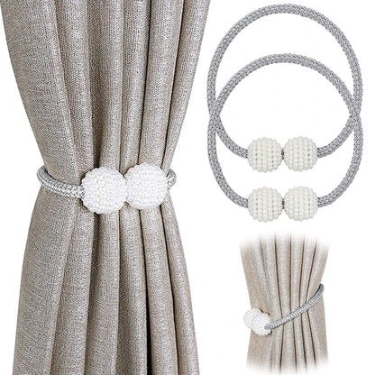 Magnetic Curtain Tiebacks with Pearls