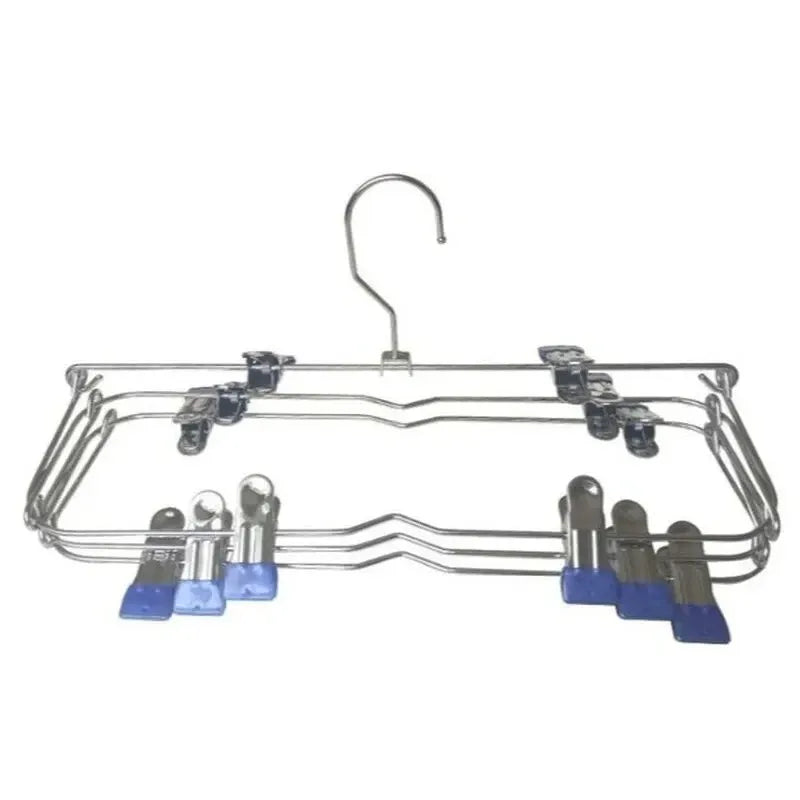 1PC Multilayer Clothes Hangers with 8 Clips Clothing Storage Rack Holder Drying Wardrobe Folding Pants Clothes Metal Skirt Rack
