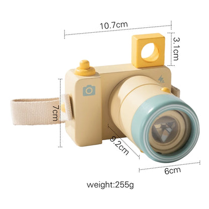 1Pc Baby Wooden Camera Toys Artascope Acrylic Lenses Children Outdoors Wooden Pendants Camera Montessori Toys For Toddler Gifts
