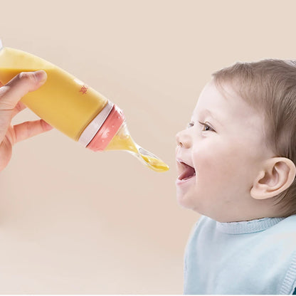 BBET Squeezing Feeding Bottle Silicone Newborn Baby Training Rice Spoon Infant Cerea Food Supplement Feeder Safe Tableware