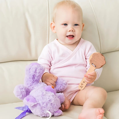 Wooden Baby Montessori Rattle Toy Animal Bear Shape Hand Bell Toy BPA Free Rodent Teething Necklace Food Grade Baby Chewable Toy