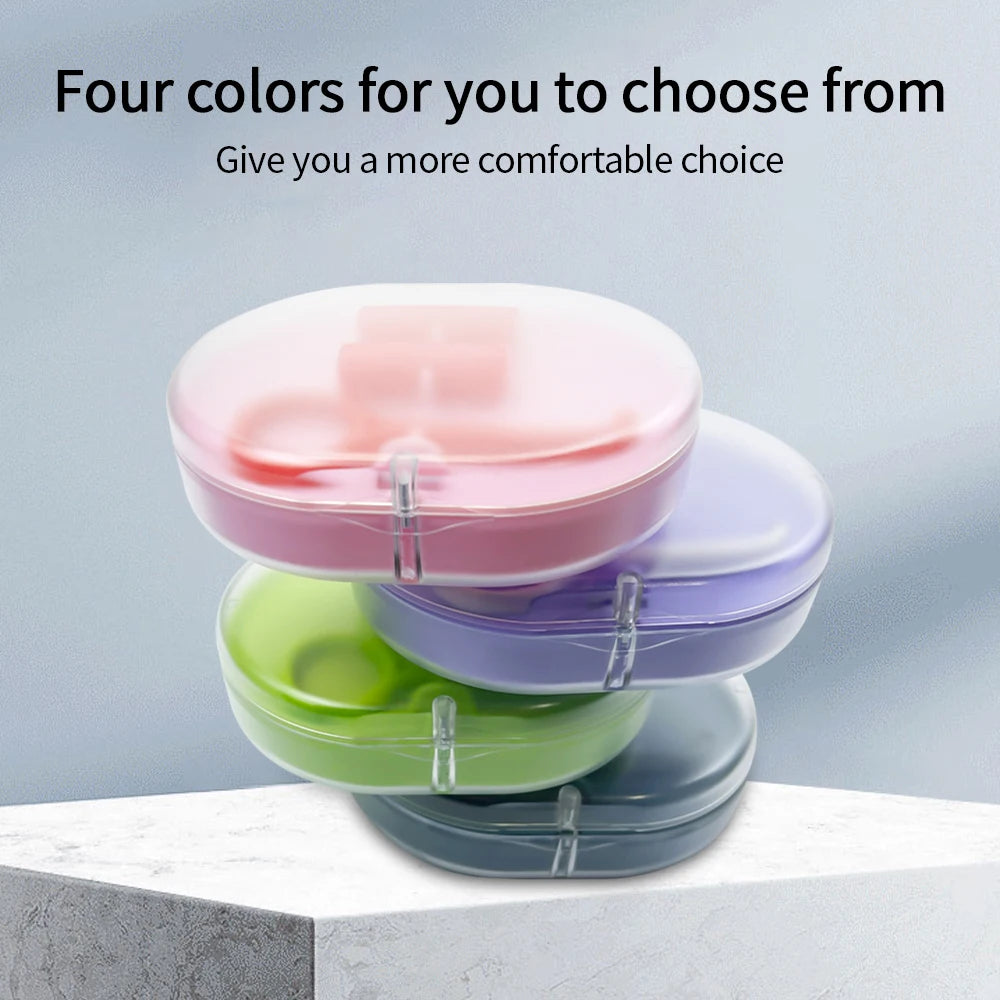 2 Layers Retainer Box Orthodontic Braces Storage Box With Mirror Aligner Remover Chewies Denture Cleaning Case Oral Hygiene Tool