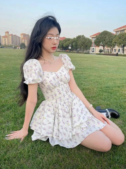 Floral Sweet Puff Sleeve Dress