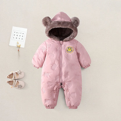IYEAL  Baby Boys Girls Warm Soft Fleece Jumpsuit Newborn Toddler Rompers Children Winter Outerwear 0-24M