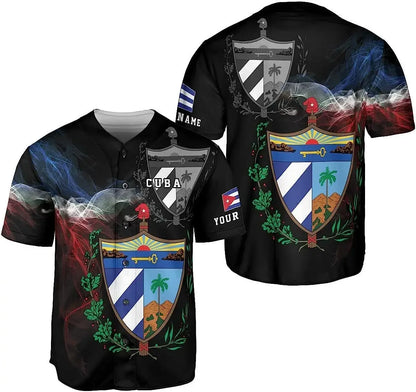 Custom Cuba Olive Army FLAG 3D Print Mesh Fiber Baseball Jersey Shirt Top Tee Men Streetwear Short Sleeve Sport