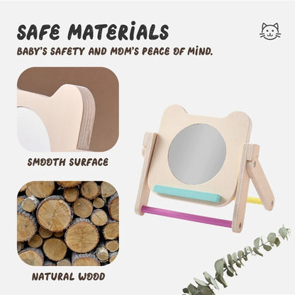 Montessori Mirror Puzzle Busy Board Wooden Toys Kid Black White Vision Trigger Card Activity Early Educational Sensory Toy Gifts