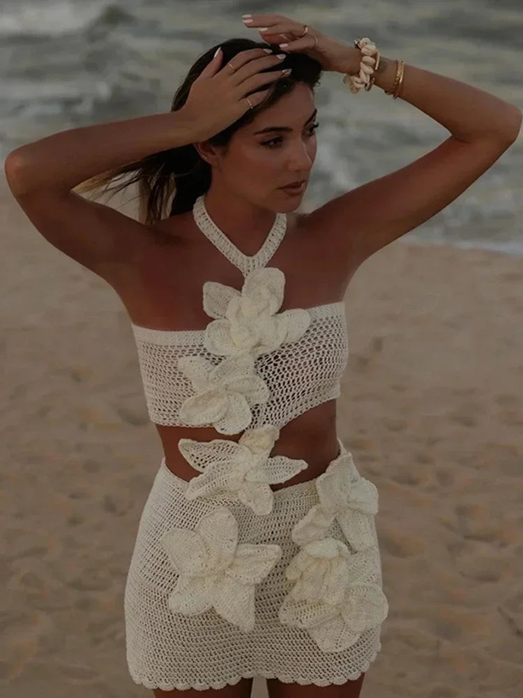 Summer Knit Halter Mini Dress
