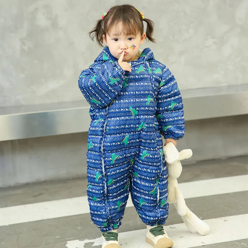 IYEAL Winter Warm Rompers Cartoon Hooded Baby Boys Girls Outerwear Infant  Jumpsuit Kids Down Cotton Overalls Snowsuits
