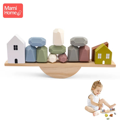 Montessori Silicone Baby Balance Blocks Block Toy Food Grade Silicone Stacking Building Category Game Early Educational Kid Gift