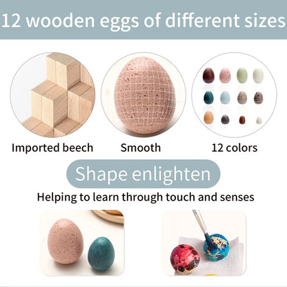 Baby Wooden Color Artificial Egg Toys Shaker Sand Hammer Toy Handmade DIY Montessori Toy Creative Building Blocks Place Toys Kid