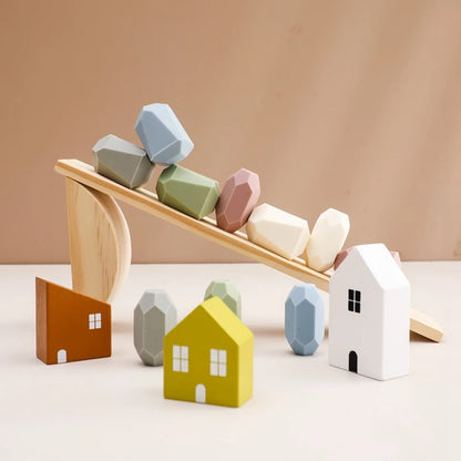 Montessori Silicone Baby Balance Blocks Block Toy Food Grade Silicone Stacking Building Category Game Early Educational Kid Gift