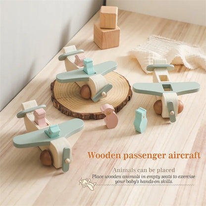 Baby Wooden Plane Toy Plane Model Manned Building Blocks Toy Woodiness Adornment Toy Blocks The Baby Educational Baby Toys Gifts