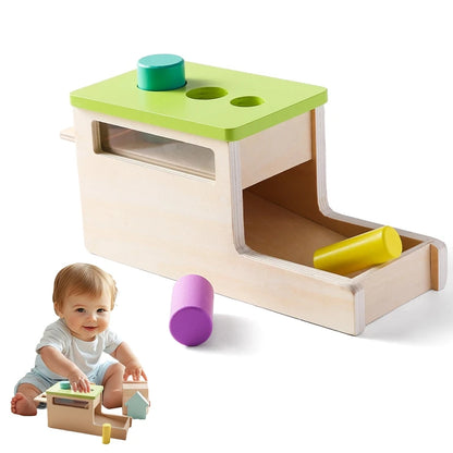 Montessori Baby Wooden Toys Macaroon Color Permanence Chasing Box Color Shape Cognition Match Educational Sensory Toy Baby Gifts