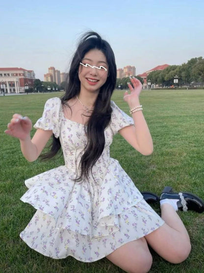 Floral Sweet Puff Sleeve Dress