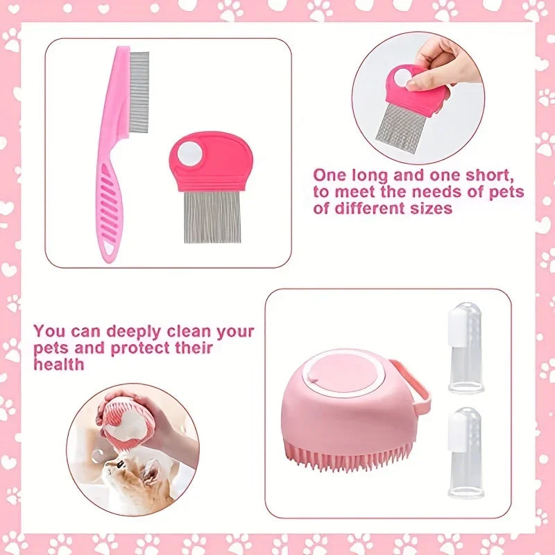 Cat Brush Beauty Kit With Pet Nail Clippers