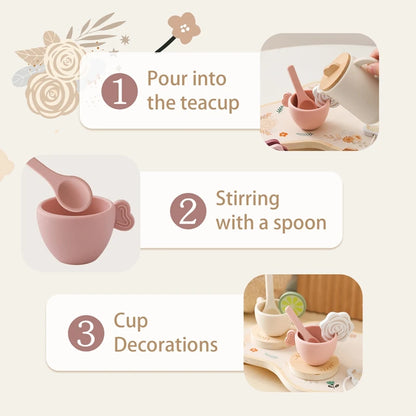 Kid Wooden Afternoon Tea Set Toys Pretend Playing House Role Simulation Kitchen Play Game Early Educational Toys Girls Boys Gift