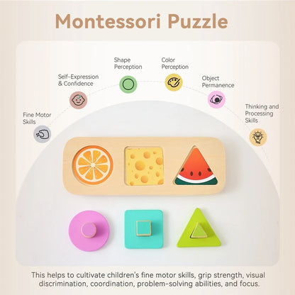 Montessori Toys Baby Wooden Busy Board Sorting Stacking Geometric Blocks Educational Toy Color Shape Recognition Puzzle Toy Gift