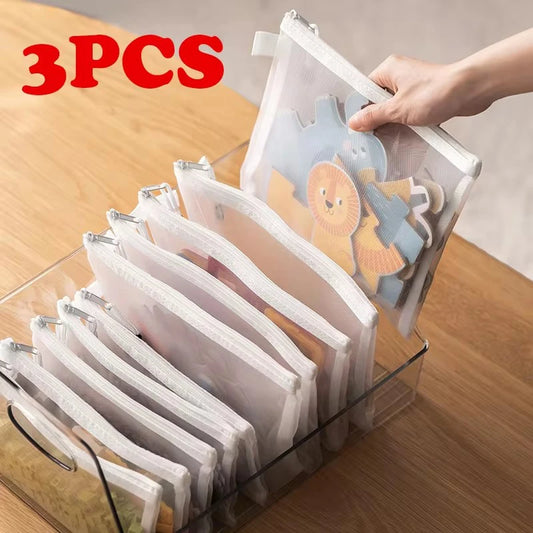 3pcs Toy storage bag building block puzzle sub-package bag children small particle zipper transparent finishing storage box 1pc
