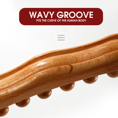 20 Beads Carbonized Beech Wood Massage Stick Press Relaxed Fit Whole Body Shape Dredging Meridians Scraping Acupressure