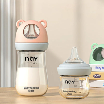 0-3 Month Glass Bottle Newborn Glass Feeding Bottle Wide Caliber Anti-flatulence Nursing Anti-Choke Baby Bottle Infant BPA Free