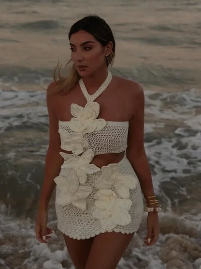 Summer Knit Halter Mini Dress