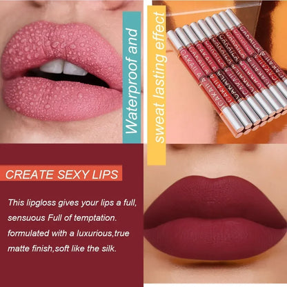 3-12 PCS Matte Lipstick Set  Lip Gloss Sets Non Stick Cup Stain Makeup Beauty For women Waterproof Long lasting Cosmetics