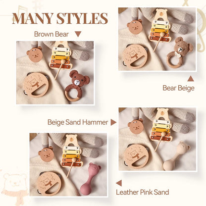 Montessori Baby Musical Instruments Toys Cartoon Bear Percussion Instrument Toys Kids Early Educational Musical Instruments Gift