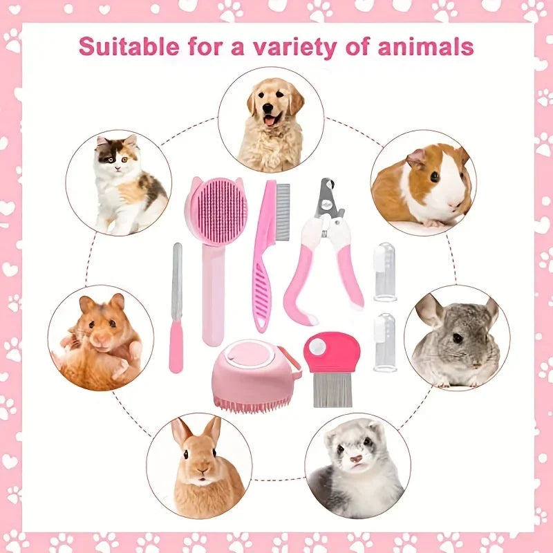 Cat Brush Beauty Kit With Pet Nail Clippers