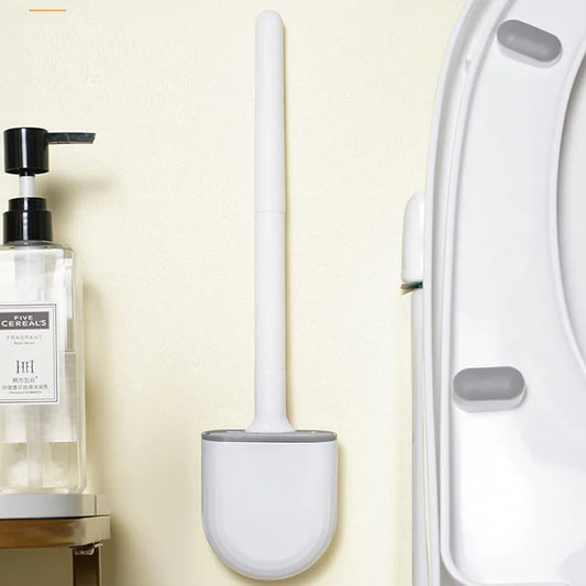 Flexible Silicone Toilet Brush Breathable Leakproof Toilet Bowl Cleaner Brush with Quick Drying Holder WallMounted Kit Bathroom