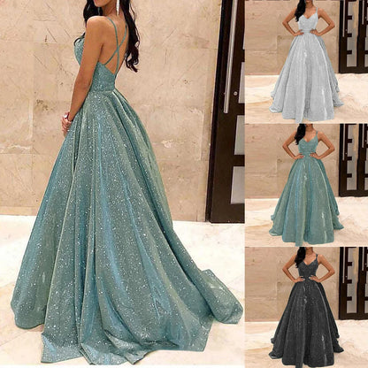 Elegant Backless Sequin Party Dress