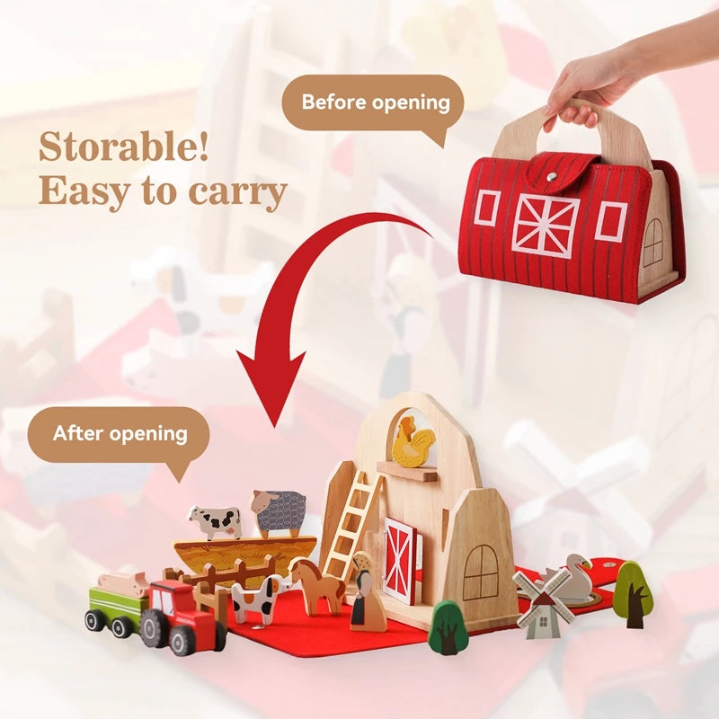 Baby Farm Animal Stacking Wooden Block Toy Montessori Educational Toy Novel Wooden Montessori Educational Toy Christmas Gift Kid