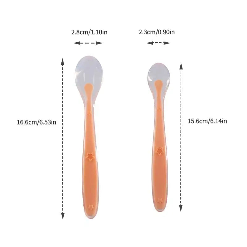 2 Pcs Baby Silicone Spoon Learning Spoon Set Stars Tableware Kids Soft Silicone Feeding Spoon Training Baby Reborn Silicone