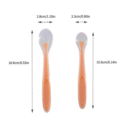 2 Pcs Baby Silicone Spoon Learning Spoon Set Stars Tableware Kids Soft Silicone Feeding Spoon Training Baby Reborn Silicone