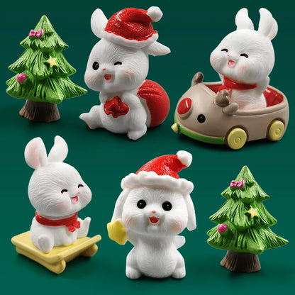 2024 Hot Easter Christmas Rabbit Figurine Landscape Home Kawaii Room Decor Miniature Fairy Garden Decoration Accessories Modern