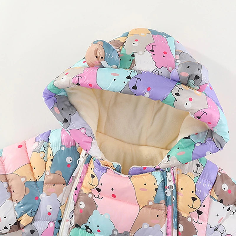 IYEAL Winter Warm Rompers Cartoon Hooded Baby Boys Girls Outerwear Infant  Jumpsuit Kids Down Cotton Overalls Snowsuits