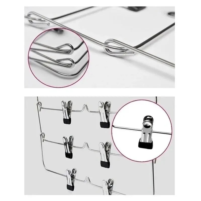 1PC Multilayer Clothes Hangers with 8 Clips Clothing Storage Rack Holder Drying Wardrobe Folding Pants Clothes Metal Skirt Rack