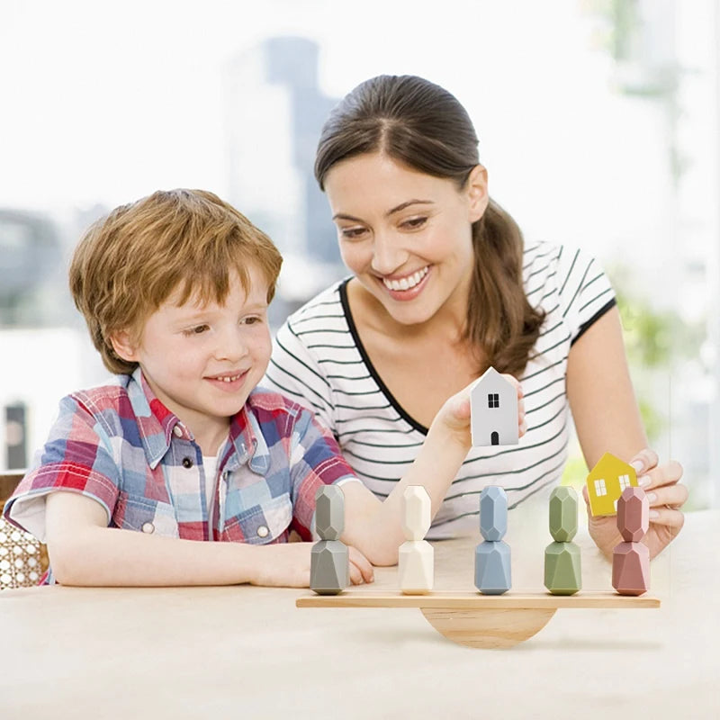 Montessori Silicone Baby Balance Blocks Block Toy Food Grade Silicone Stacking Building Category Game Early Educational Kid Gift
