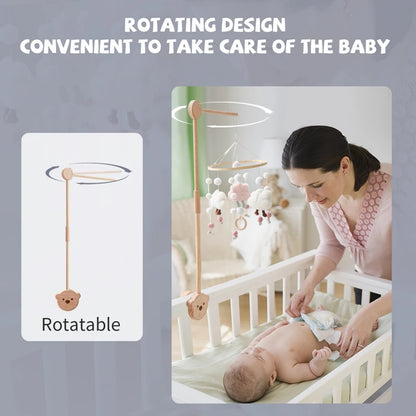 Baby Wooden Rattles Bracket Set Infant Crib Mobile Bed Bell Bracket Protection Newborn Music Box Bed Bell Toy Holder Arm Bracket