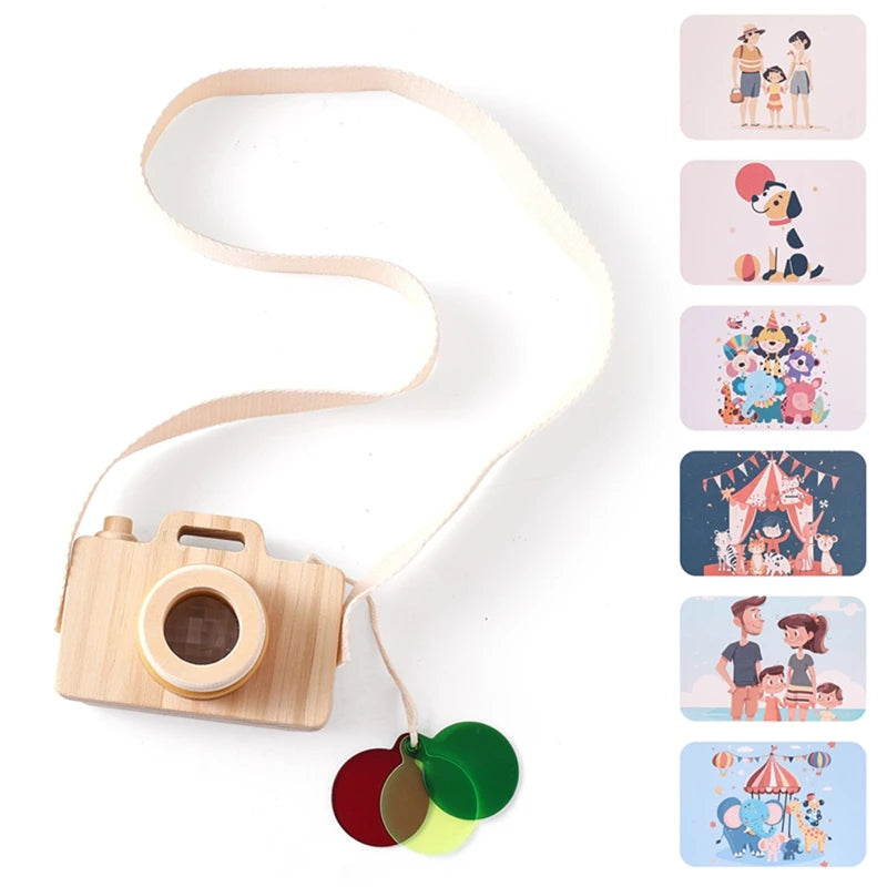 Wooden Baby Montessori Camera Block Puzzle Busy Board Toys Kids Hanging Camera Photography Decoration Educational Toys Baby Gift