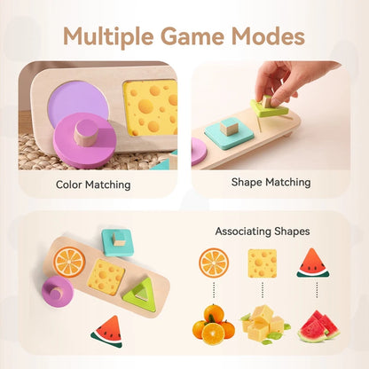 Montessori Toys Baby Wooden Busy Board Sorting Stacking Geometric Blocks Educational Toy Color Shape Recognition Puzzle Toy Gift