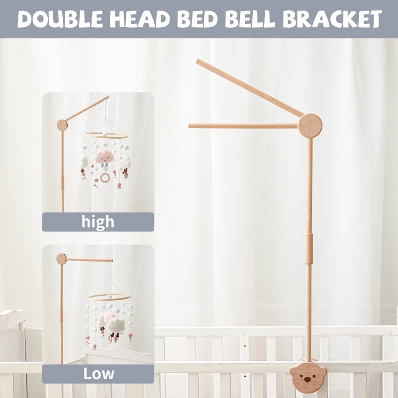 Baby Wooden Rattles Bracket Set Infant Crib Mobile Bed Bell Bracket Protection Newborn Music Box Bed Bell Toy Holder Arm Bracket