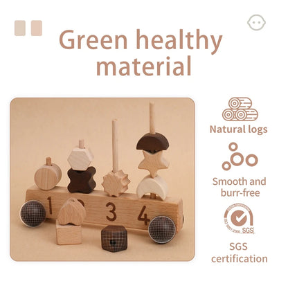 Wooden Building Blocks Interactive Toy Car for Kids Threading Montessori Toys Early Educational Game Toys Gift For Children Play
