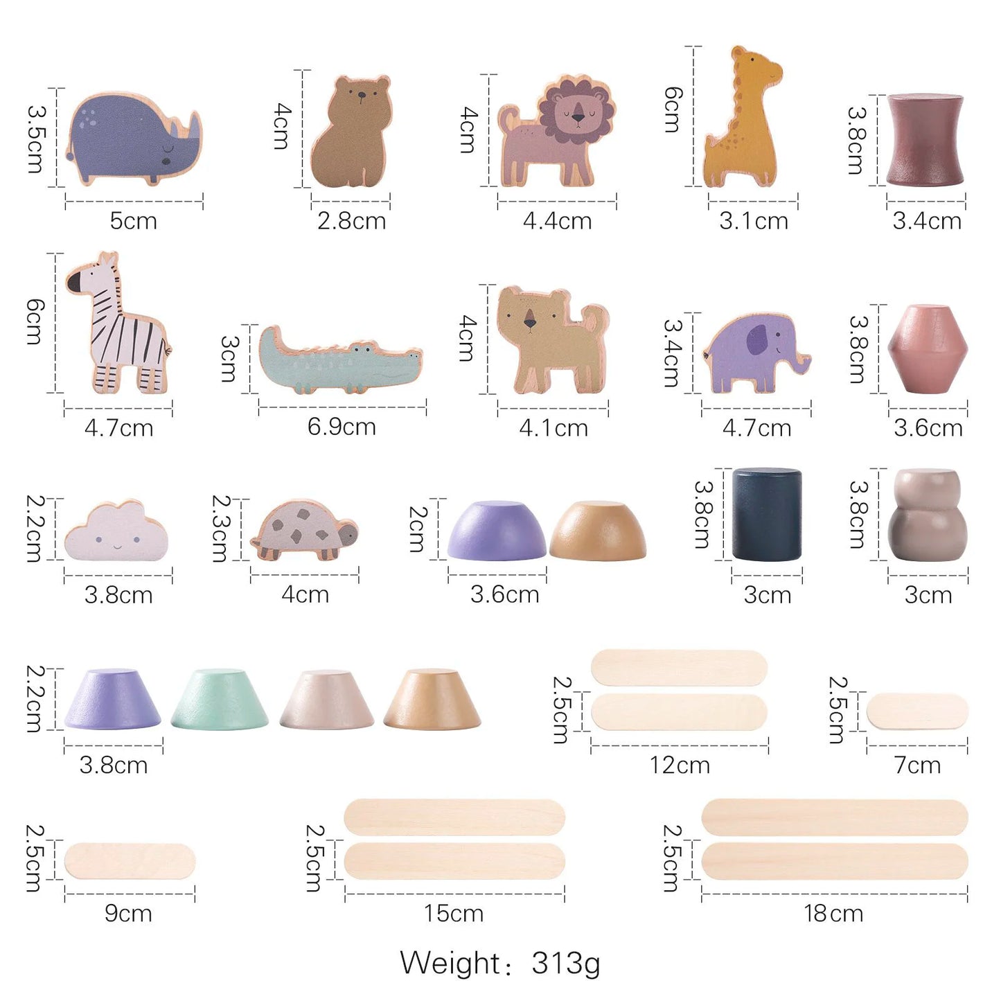 Montessori Toys Balanced Stacked Wooden Building Blocks Animal Board Game Puzzle Toys Are Placed In Animal-shaped Scene Gift Kid