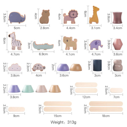 Montessori Toys Balanced Stacked Wooden Building Blocks Animal Board Game Puzzle Toys Are Placed In Animal-shaped Scene Gift Kid