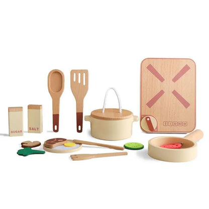 Baby Montessori Wooden Toy Kitchen Pretend Play House Toy Simulation Cooking Utensils Tool Kids Early Education Learning Toys