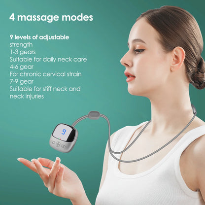 Neck Massager Hot Compress Relieve Pain Micro-current Cervical Spine Shoulder Smart Protection Device Dredge Spine Rechargeable