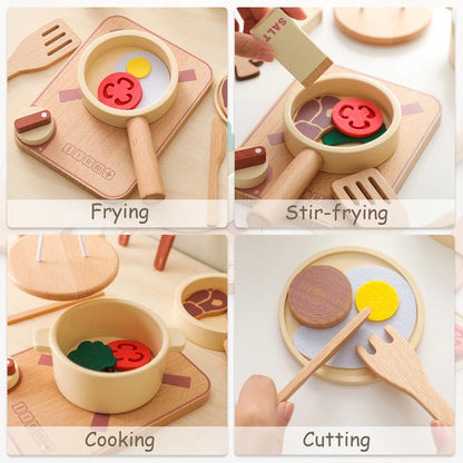 Baby Montessori Wooden Toy Kitchen Pretend Play House Toy Simulation Cooking Utensils Tool Kids Early Education Learning Toys